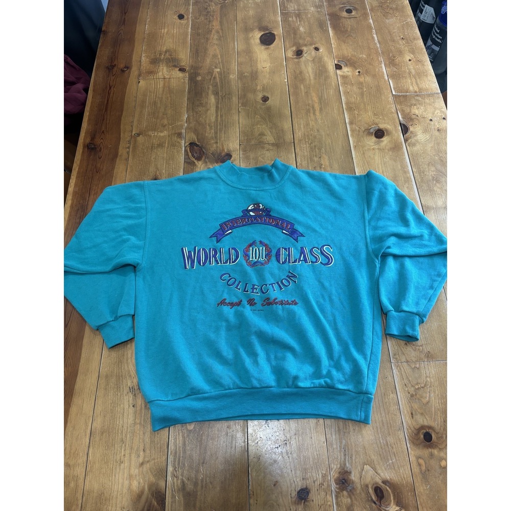 Vintage 1991 I.O.U. International World Class Collection Teal Sweatshirt Women's